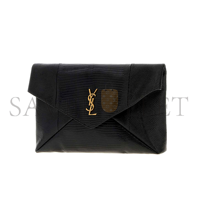 YSL CASSANDRE LARGE ENVELOPE POUCH IN LIZARD-EMBOSSED LEATHER 769307 (29.5*18*4.5cm)